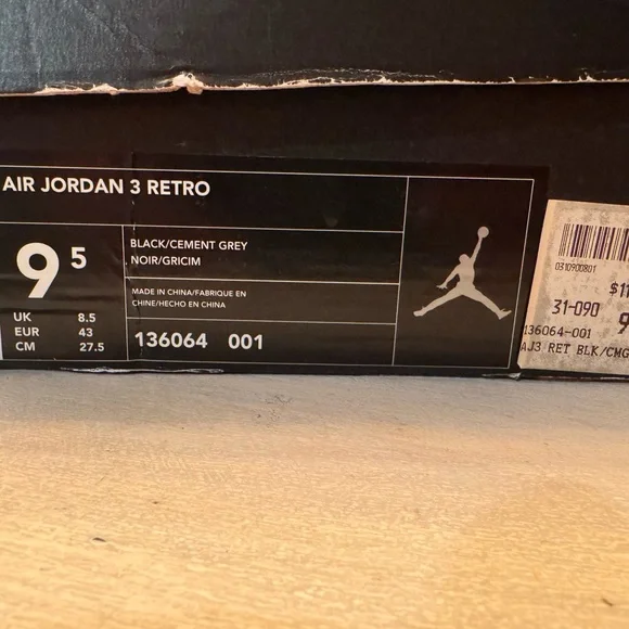Jordan 3 Retro Black Cement Sneakers - Picture 2 of 10